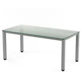 Rocada Schreibtisch Executive BxTxH 140x80x73cm Gestell grau Platte Glas satiniert