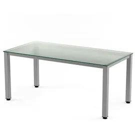 Rocada Schreibtisch Executive BxTxH 140x80x73cm Gestell grau Platte Glas satiniert