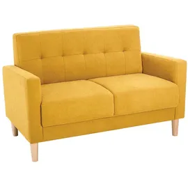 miliboo Skandinavisches Sofa 2-Sitzer mit Samteffekt in Senfgelb MOON