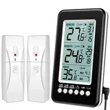 Brifit Kühlschrank Thermometer, Gefrierschrank Thermometer mit 2 Sensor, Kühlschrankthermometer mit Alarmfunktion, MIN/MAX Records, USB/Batterie betrieben, für Küche, Hause, Bars
