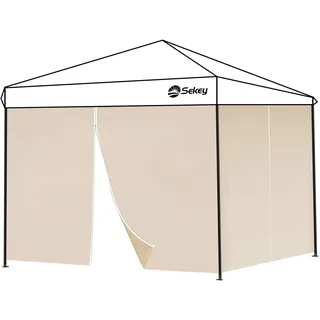 Sekey 2PCS Seitenwände für Pavillon 3x3 Wasserdicht Winterfest, Seitenwände für Pavillon Partyzelt Gartenzelt 3x3m, 1 Fenster 1 Tür, Grau (Khaki, 2 Türen)