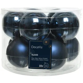 Kaemingk 10 Weihnachtskugeln Glas Christbaumkugeln Weihnachtsbaumkugeln dunkelblau