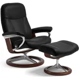 Stressless Stressless® Relaxsessel »Garda«, (Set, Relaxsessel mit Hocker), mit Hocker, mit Signature Base, Größe L, Gestell Braun schwarz