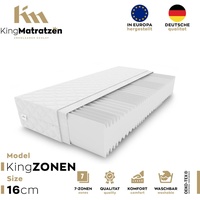 Matratze KingZonen 7 Zonen 80x200x16cm aus hochwertigem Kaltschaum | Rollmatratze mit waschbarem Bezug und Memory Marken
