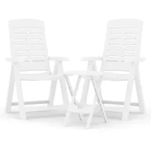 vidaXL 3-tlg. Garten-Essgruppe Weiß Polypropylen