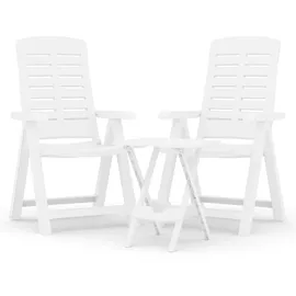 vidaXL 3-tlg. Garten-Essgruppe Weiß Polypropylen