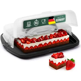 Novaliv 3er-Set Kuchen-Transportbox XL (Rechteckig 47 x 35 x 11 cm), Aufbewahrungsbox aufklappbar, Party-Box Container Tortentransportbox Tortenbehälter Behälter, Kuchen Torten Muffins Feier Buffet