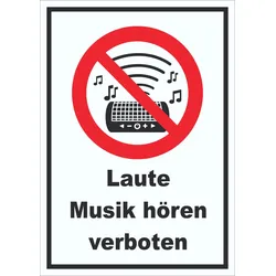 Schild Laute Musik verboten A4 (210x297mm)