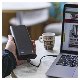 EMOS Powerbank 27 000 mAh NTBF30 - externer Akku mit Passthrough und Fast-Charging 100W PD - 2X USB-C/USB-A-Port inkl. Ladekabel - für Tablet, Laptop, iPad, Handy, Kamera, Soundbox - schwarz