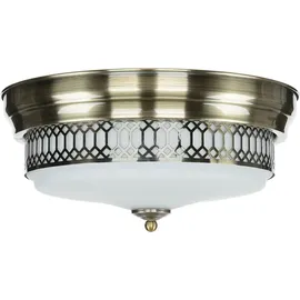 Licht-Erlebnisse BROOKS 2x E27 rund Messing Antik Weiß