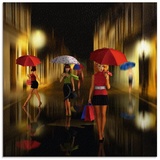 Artland Glasbild »Frauen beim Einkaufen im Regen«, Frau, (1 St.), bunt