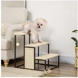 PawHut Haustiertreppe 3-stufige Katzentreppe Hundetreppe Cremeweiß