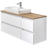 Pelipal Waschtischunterschrank Quickset 360 mit Waschbecken in Weiß Glanz, 113 cm breit | Waschplatz mit 4 Auszügen