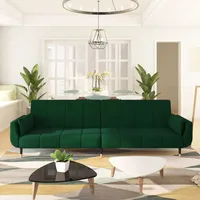 LAPOOH Schlafsofa 2-Sitzer mit 2 Kissen, Schlafsofa, Schlafcouch, Couch Mit, Sofa Bed, Relaxsofa, Sofas & Couches, Dunkelgrün Samt