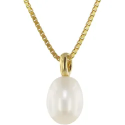 trendor 39058 Perlen-Anhänger Gold 333/8kt mit vergoldeter Silberkette, 42 cm