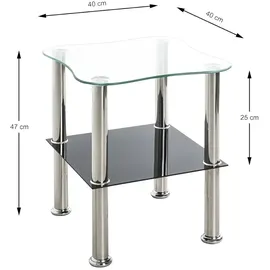 Haku-Möbel Beistelltisch quadratisch Glas silber 40,0 x 40,0 x 47,0 cm, 1 St.