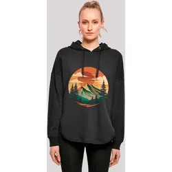 Kapuzenpullover F4NT4STIC "Sonnenuntergang Berglandschaft", Damen, Gr. XS, schwarz, Obermaterial: 100% Baumwolle, casual, oversize, Langarm, Pullover, Premium Qualität