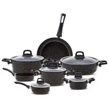 KARACA Biogranit Blackgold 12-teiliges Kochgeschirr-Set | Antihaftbeschichtung | Kratzfest | Gesund & Umweltfreundlich | Energieeffizient | Elegantes Design | Leicht zu Reinigen