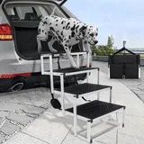 Hundetreppe für Auto, faltbare Hundetreppe für große Hunde mit rutschfester Oberfläche, 4 Stufen, leichte Aluminium-Hunderampe für Autos, SUVs, LKWs, unterstützt bis zu 68 kg