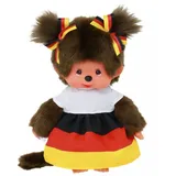 Monchhichi Mädchen im Deutschland-Kleid 20 cm Braun