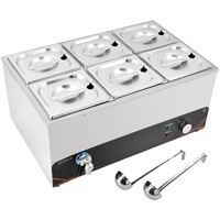 DULNICE Elektrisch Bain Marie Speisewärmer 1500W 24L,Edelstahl 6 GN-Behältern Wasserbad mit Ablaufhahn, Buffetwärmer 30-85°C für Parteien, Bankett und Catering-Events