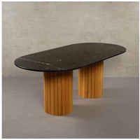 MAGNA Atelier Esstisch Montana mit Marmor Tischplatte, Esstisch, Eichenholz Gestell, Küchentisch, 200x100x76cm schwarz