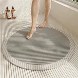 Odot Duschmatte rutschfest, Schnelltrocknend Badewannenmatte, Badezimmerteppich mit Ablaufloch, Rund Modernes Waschbar Badteppich, Duschvorleger für Badewanne/Nassbereiche (Grau,100cm)