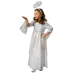 Metamorph Kostüm Engelskleid, Himmlisches Engelskleid mit Überrock aus Sternentüll weiß 152