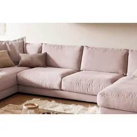 KAWOLA Wohnlandschaft U-Form Madeline Cord Longchair rechts rosa
