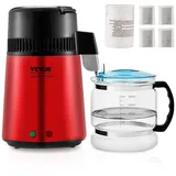 Vevor Wasser Destilliergerät, Water Distiller Edelstahl Wasserdestilliere 4L Rot 1 L pro Std.