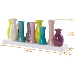 Jinfa Handgefertigte Blumenvasen Set aus 10 Vasen, Keramik, bunt – Dekorative kleine Vasen für stilvolle Blumenarrangements