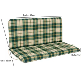 DEGAMO Bankauflage 98 x 88 cm grün/beige kariert 1 St.