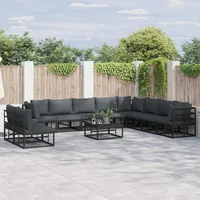 vidaXL Garten-Lounge-Set 11-tlg. schwarz Aluminium
