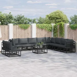 vidaXL Garten-Lounge-Set 11-tlg. schwarz Aluminium