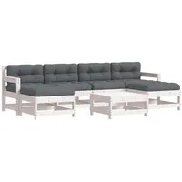 vidaXL 7-tlg Garten-Lounge-Set mit Kissen Weiß Massivholz Modell 12