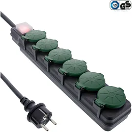 InLine Steckdosenleiste 10 m Schwarz/Grün 6 St.