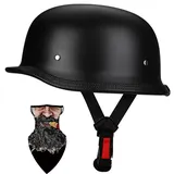 Halbschalenhelm mit ECE-Zulassung, Retro Motorradhelm,Chopper Helm,JetHelm, Moped Helm Leicht ABS Helm, abnehmbarem Innenfutter und Schnellverschluss für Herren und Damen (K, M55~56CM)