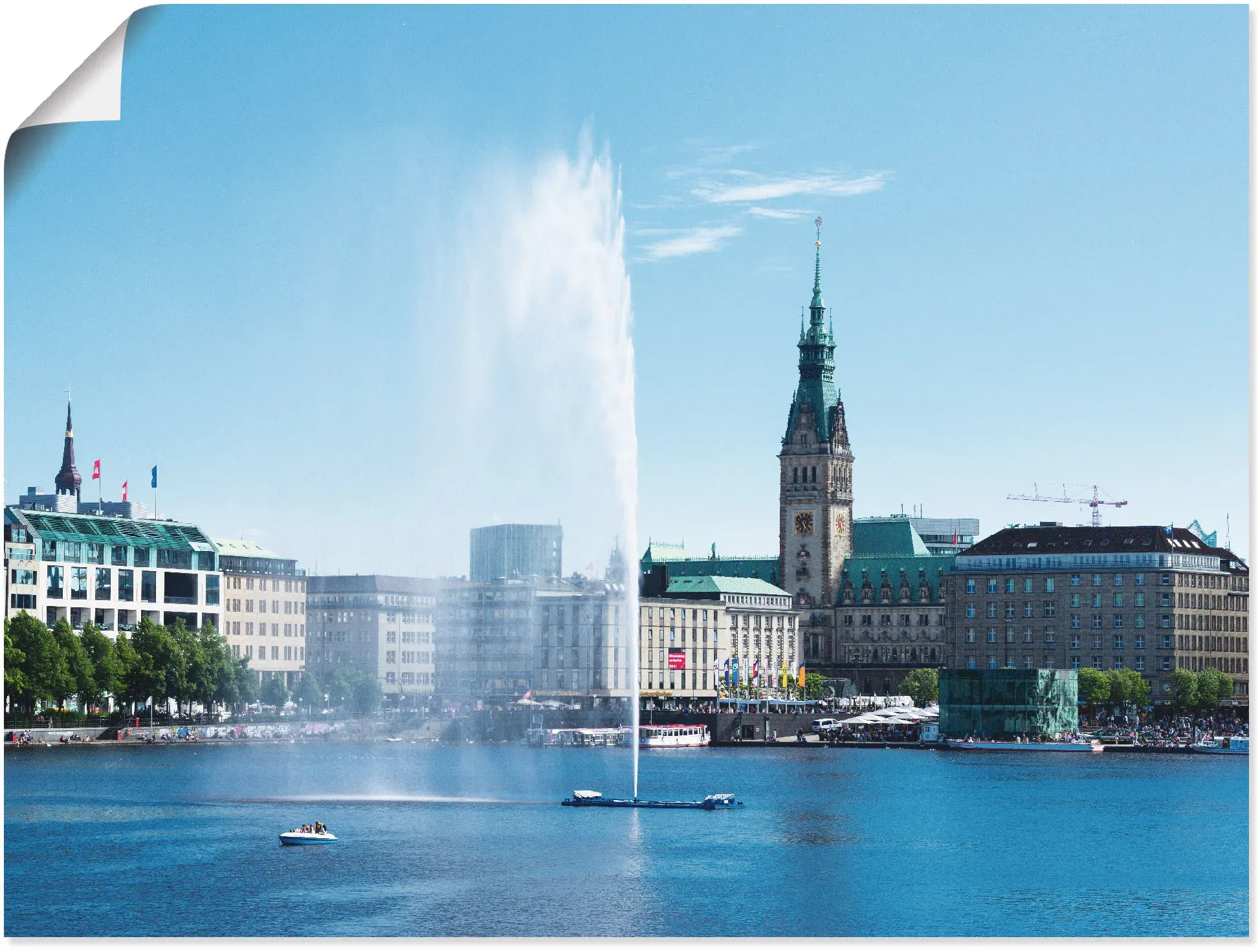 Artland Poster »Hamburg Alsterfontäne mit Rathaus«, Deutschland, (1 St.), als Alubild, Leinwandbild, Wandaufkleber oder Poster in versch. Größen Artland naturfarben