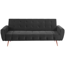 vente-unique Schlafsofa, 3-Sitzer, ausziehbar, Schlafsofa, Velours, Polylani, Anthrazit,