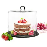 Glasglocke auf Schieferplatte 28x25cm Kuchenglocke Käseglocke Tortenplatte Haube