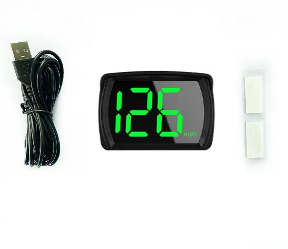Auto HUD Headup Display KM/H MPH GPS Digitaler Tachometer mit LED-Anzeige mit großer Schrift für PKW LKW MPH , Set 1 schwarz