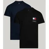 Tommy Jeans T-Shirt »TJM SLIM 2PACK S/S FLAG DNA TEE«, (Packung, 2er), mit großem Logodruck auf der Brust Gr. XXL, black/navy, , 85203543-XXL