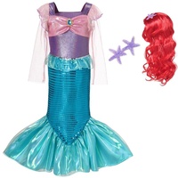 Lito Angels Prinzessin Meerjungfrau Arielle Kostüm Kleid Verkleidung mit Perücke für Kinder Mädchen Größe 2-3 Jahre 98 (Tag-Nummer 90)