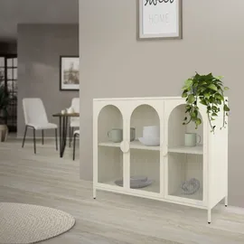 ML-Design Vitrinenschrank 120 x 93 x 40 cm Creme / Weiß
