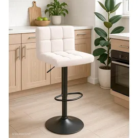 Home4You Barhocker 2er Set, Beige Schwarz - Webstoffbezug - Metallgestell - höhenverstellbar - 2er Set