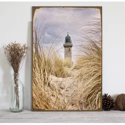 queence Metallbild »Leuchtturm«, Leuchtturm, (1 St.), Stahlschilder queence Farbe Bild(er): beige