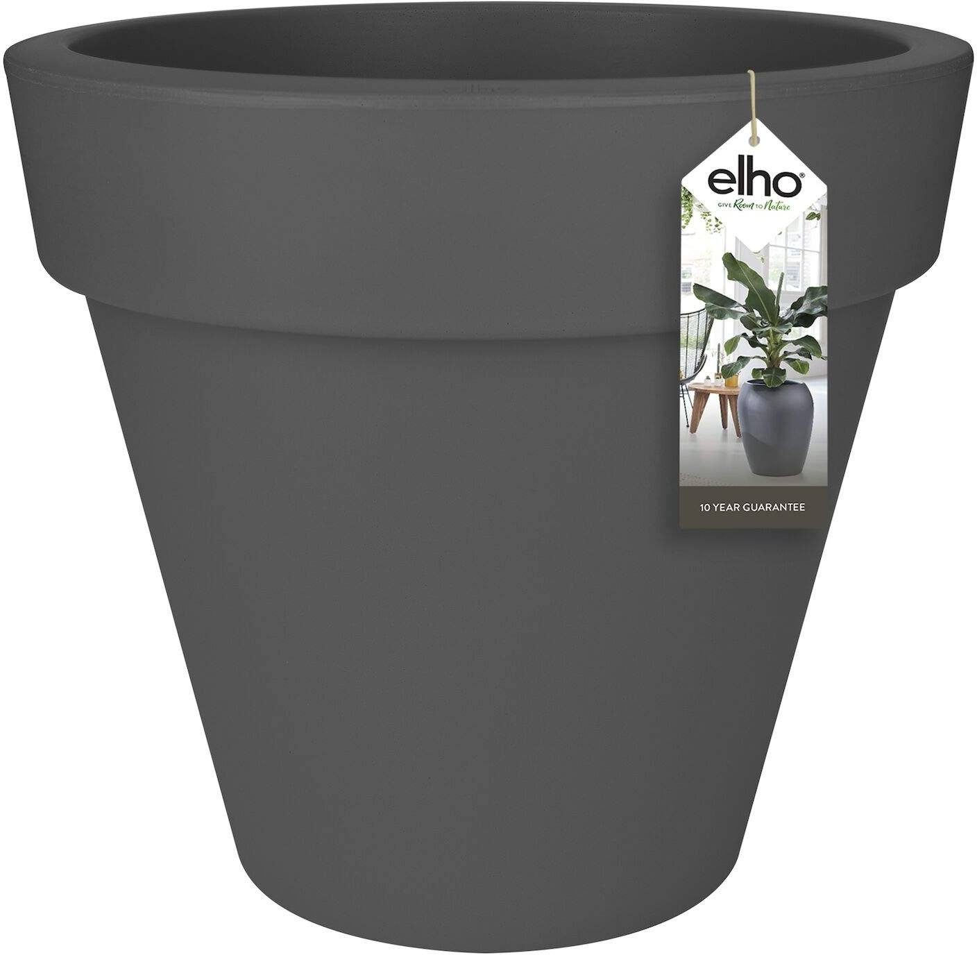 elho Pure Round 50 - Blumentopf für Innen & Außen - Ø 49.0 x H 44.4 cm - Schwarz/Anthrazit