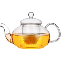 Teekanne Glas,400ML/13.5OZ Glas Borosilikat Teebereiter mit Teefilter Hitzefest und Mikrowellenbeständig für Schwarzen Tee Grüner Tee Fruchttee Duftender Tee Teebeutel losem Teefilter