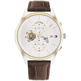 Tommy Hilfiger Multi Zifferblatt Quarz Uhr für Herren mit Braunes Lederarmband - 1710501