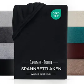 Carpe Sonno Spannbettlaken Cashmere-Touch 90 x 200 - 100 x 200 - 140 x 200 - 180 x 200 - 200 x 200 cm schwarz